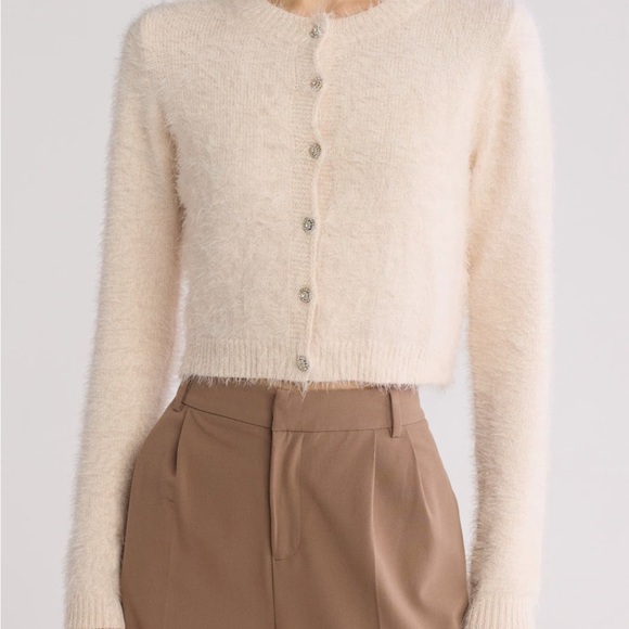 Truth Sweaters - Truth Cream Fuzzy Cardigan